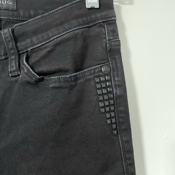 Rock & Republic Jeans Womens 8 Berlin Skinny Leg Stretch Black Denim Studded - Picture 3 of 11